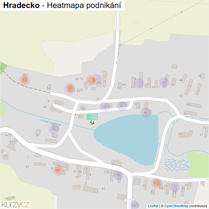 Mapa Hradecko - Firmy v části obce.