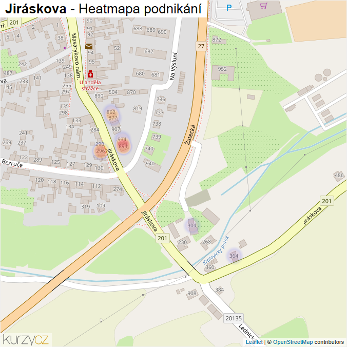 Mapa Jiráskova - Firmy v ulici.