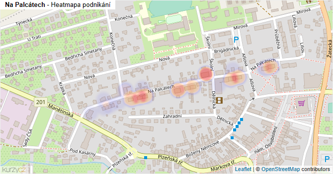 Na Palcátech - mapa podnikání