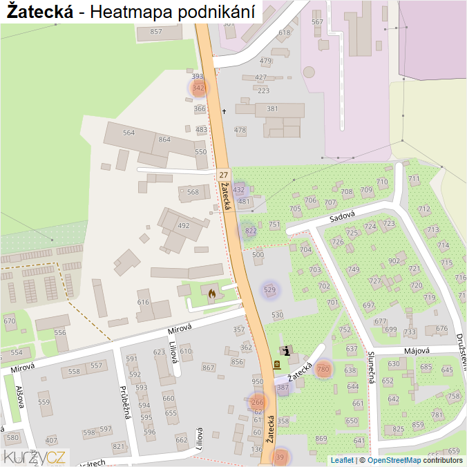 Mapa Žatecká - Firmy v ulici.