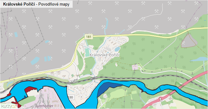 Královské Poříčí - záplavové mapy stoleté vody