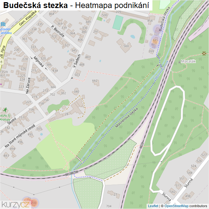 Mapa Budečská stezka - Firmy v ulici.