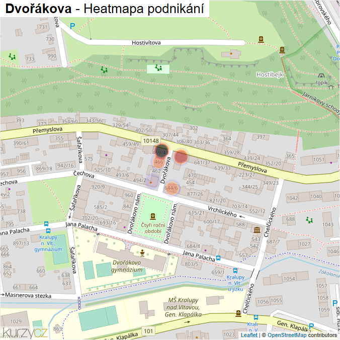 Mapa Dvořákova - Firmy v ulici.