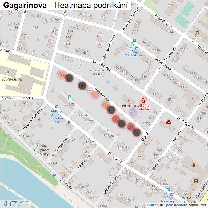Mapa Gagarinova - Firmy v ulici.