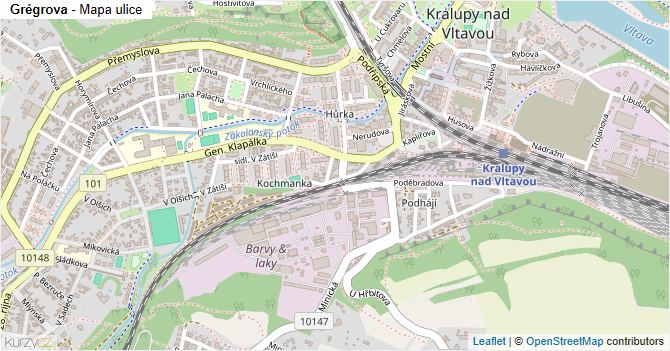 Grégrova - mapa ulice