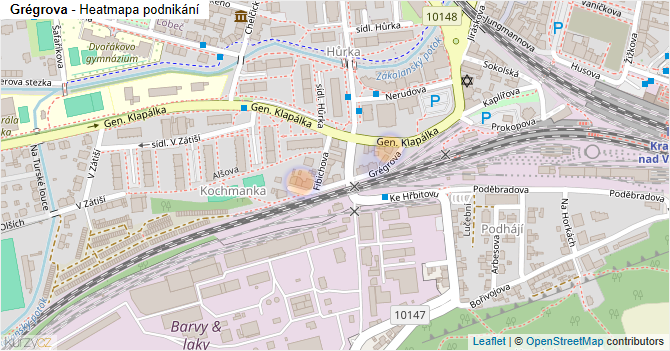 Grégrova - mapa podnikání
