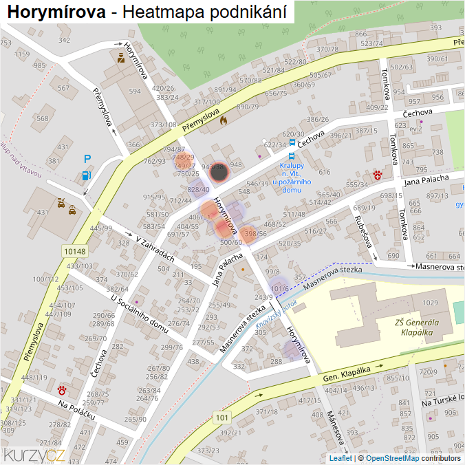 Mapa Horymírova - Firmy v ulici.