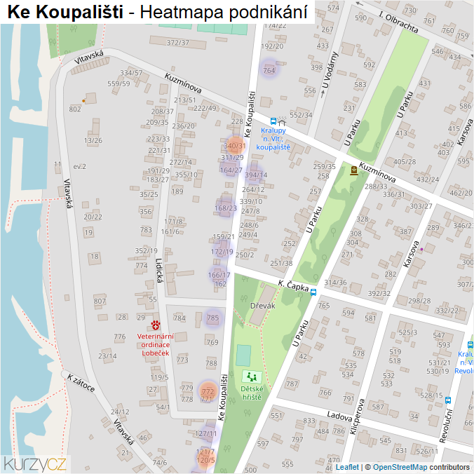 Mapa Ke Koupališti - Firmy v ulici.