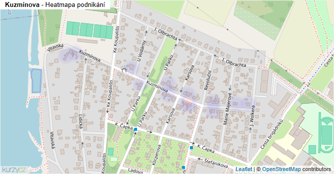 Kuzmínova - mapa podnikání