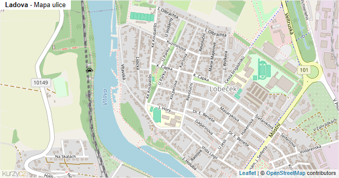 Ladova - mapa ulice