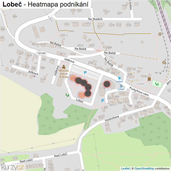 Mapa Lobeč - Firmy v ulici.