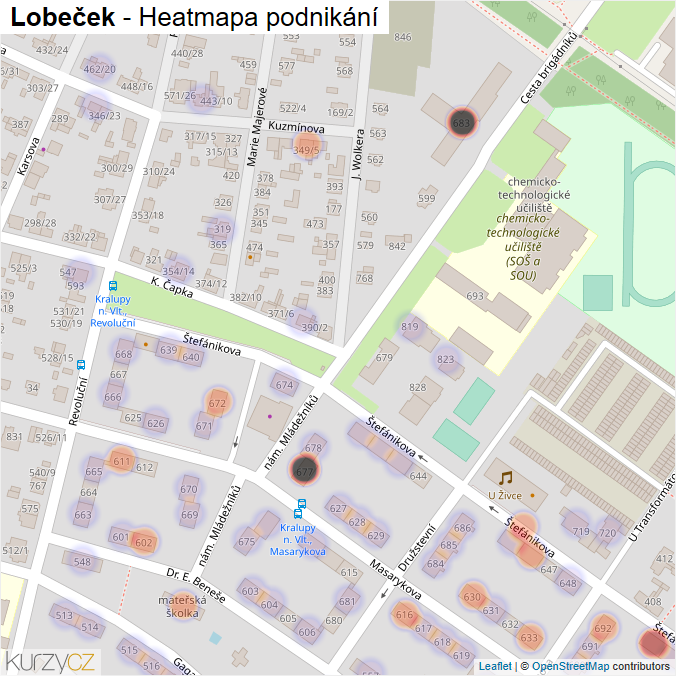 Mapa Lobeček - Firmy v části obce.