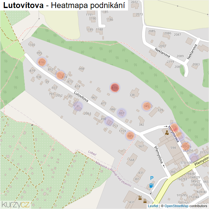 Mapa Lutovítova - Firmy v ulici.