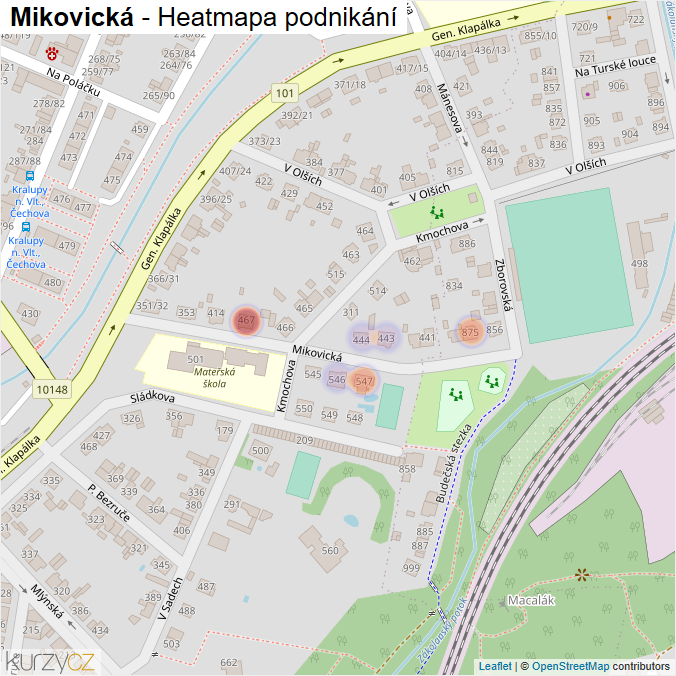 Mapa Mikovická - Firmy v ulici.