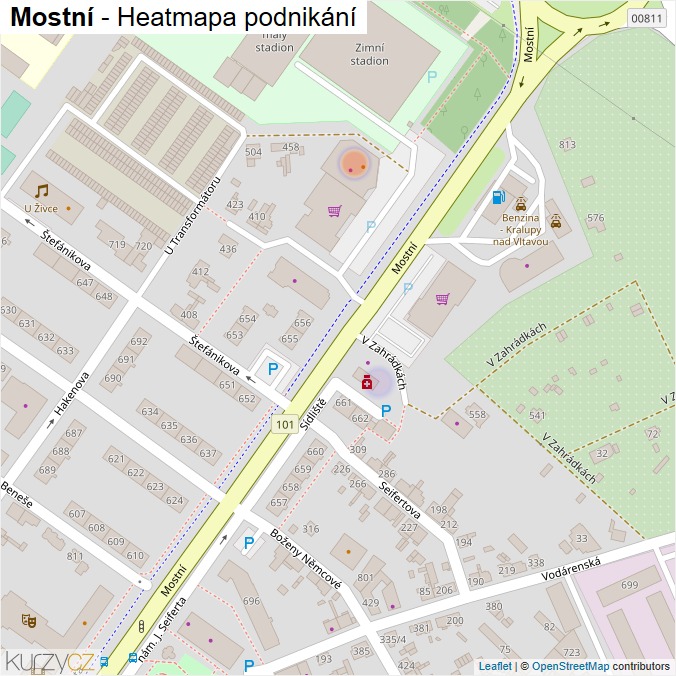 Mapa Mostní - Firmy v ulici.