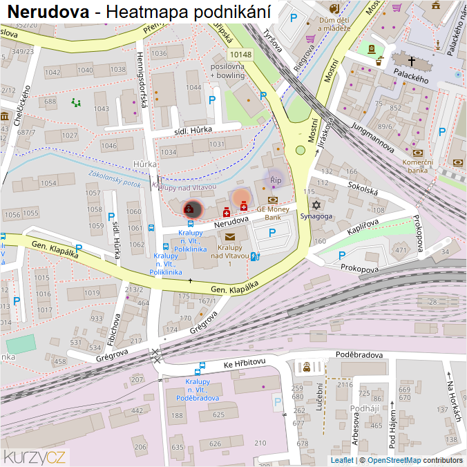 Mapa Nerudova - Firmy v ulici.