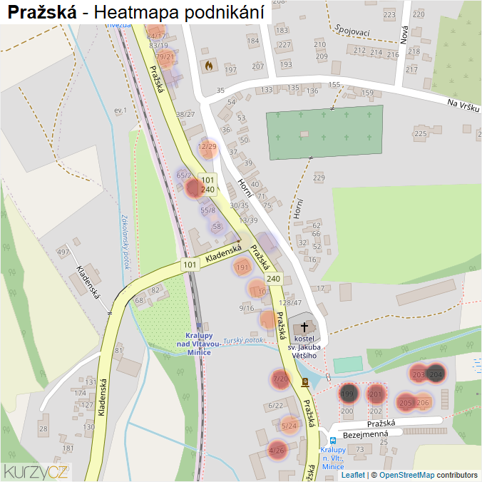 Mapa Pražská - Firmy v ulici.