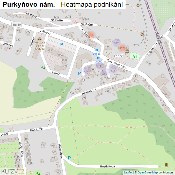 Mapa Purkyňovo nám. - Firmy v ulici.