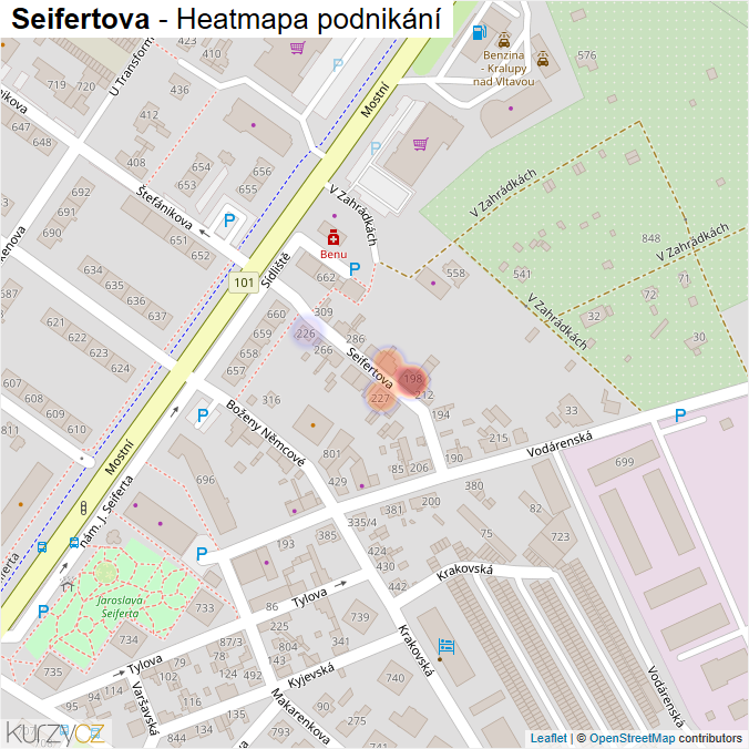 Mapa Seifertova - Firmy v ulici.