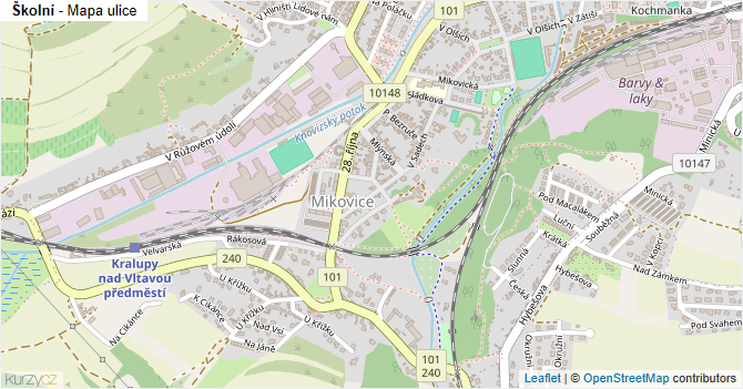 Školní - mapa ulice