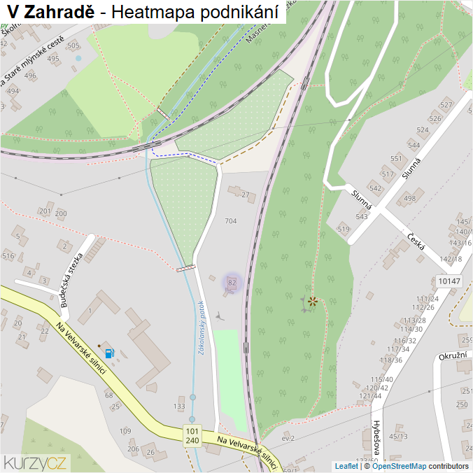 Mapa V Zahradě - Firmy v ulici.