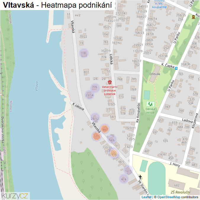 Mapa Vltavská - Firmy v ulici.