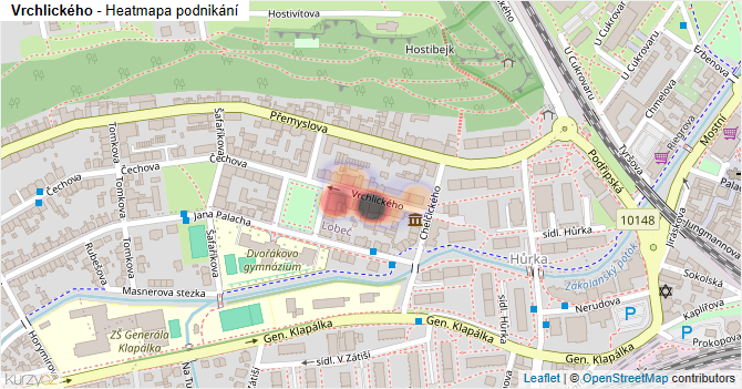 Vrchlického - mapa podnikání