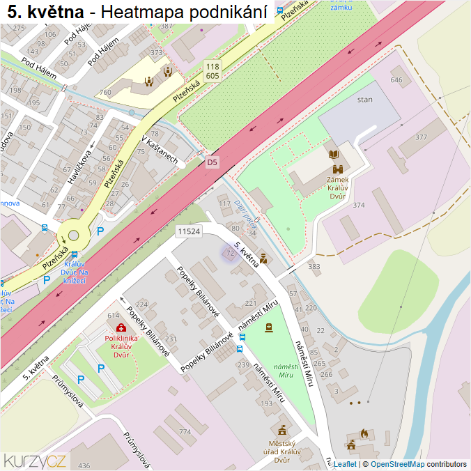 Mapa 5. května - Firmy v ulici.