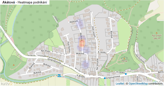 Akátová - mapa podnikání
