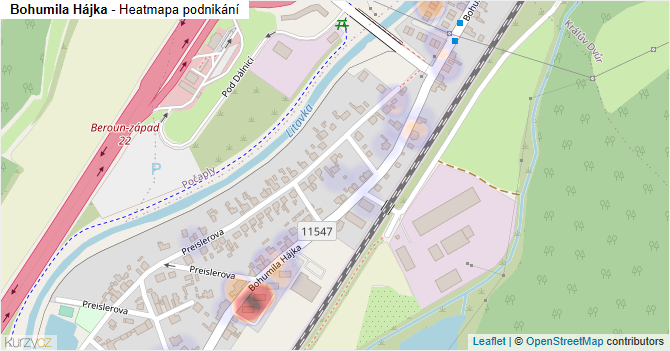Bohumila Hájka - mapa podnikání