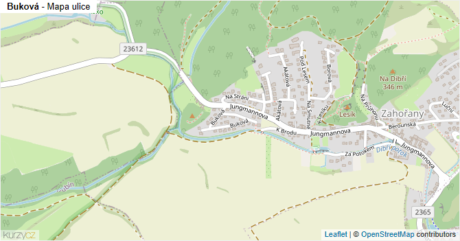 Buková - mapa ulice