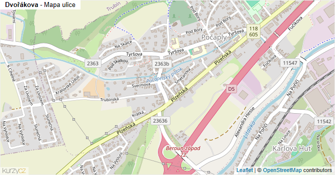 Dvořákova - mapa ulice