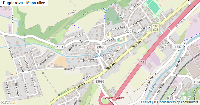 Fügnerova - mapa ulice