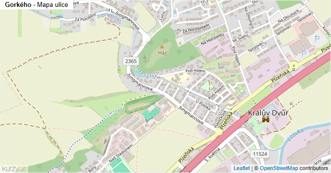 Gorkého - mapa ulice