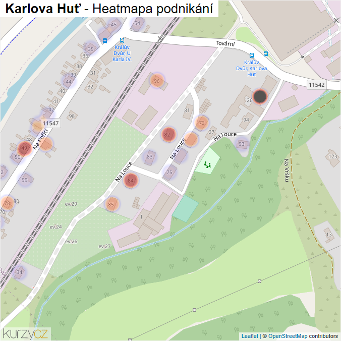 Mapa Karlova Huť - Firmy v části obce.