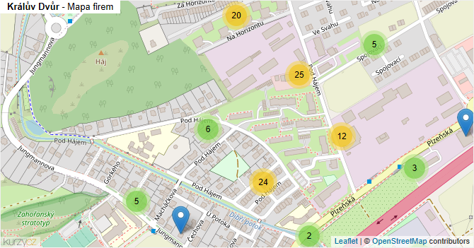 Králův Dvůr - mapa firem