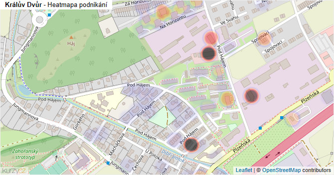 Králův Dvůr - mapa podnikání