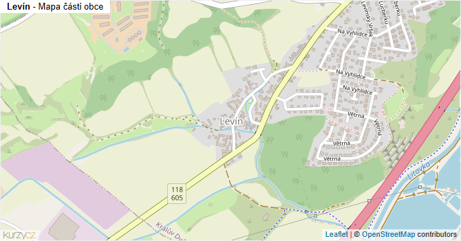Levín - mapa části obce