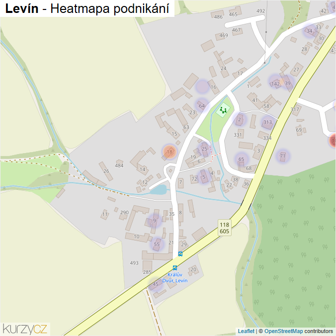 Mapa Levín - Firmy v části obce.