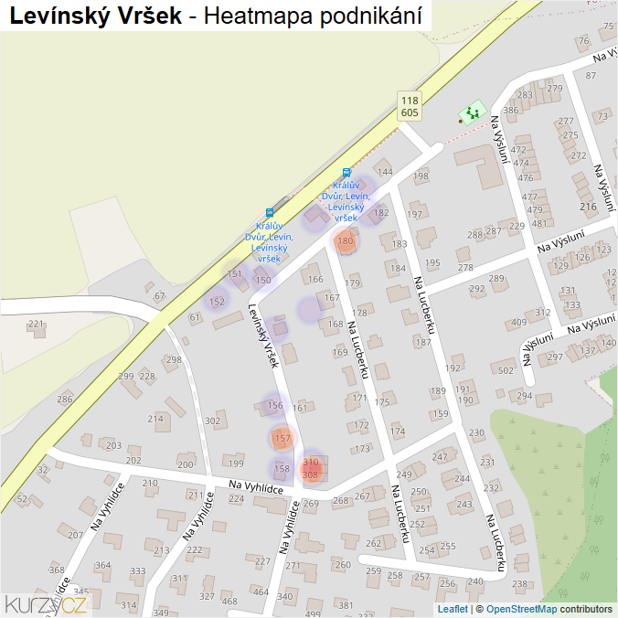 Mapa Levínský Vršek - Firmy v ulici.