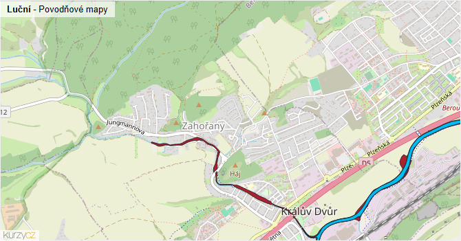 Luční - záplavové mapy stoleté vody