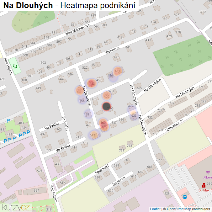 Mapa Na Dlouhých - Firmy v ulici.
