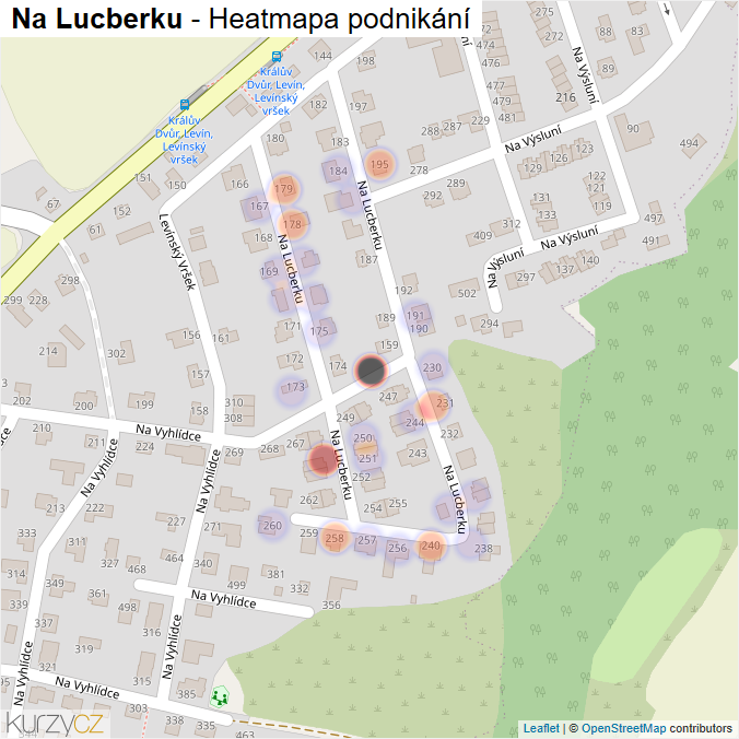 Mapa Na Lucberku - Firmy v ulici.