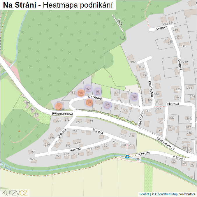 Mapa Na Stráni - Firmy v ulici.
