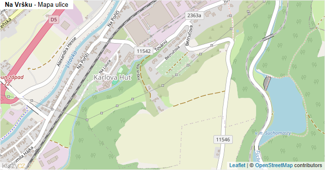 Na Vršku - mapa ulice
