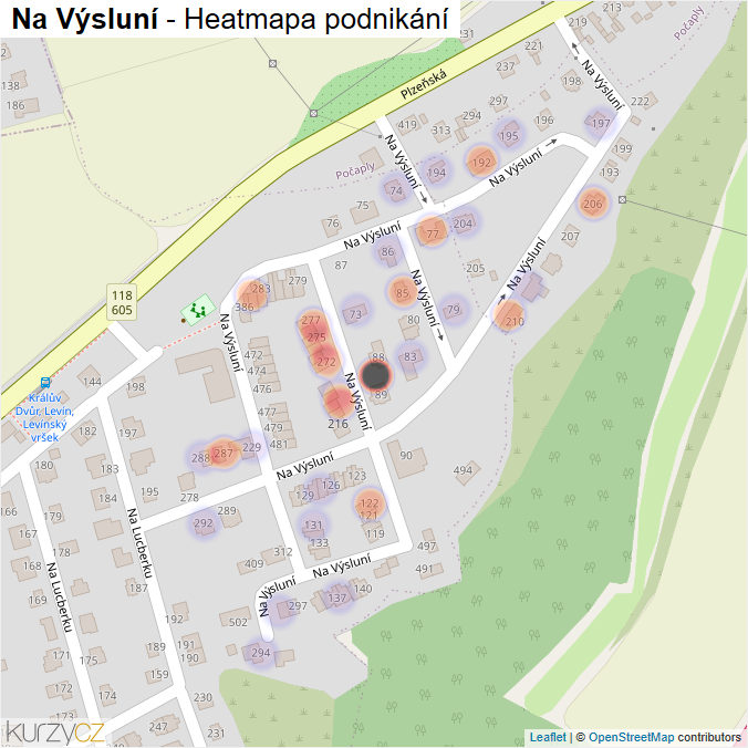 Mapa Na Výsluní - Firmy v ulici.