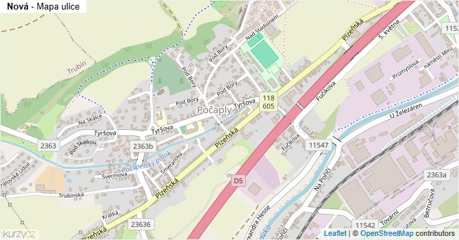 Nová - mapa ulice