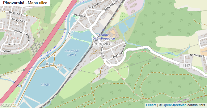 Pivovarská - mapa ulice