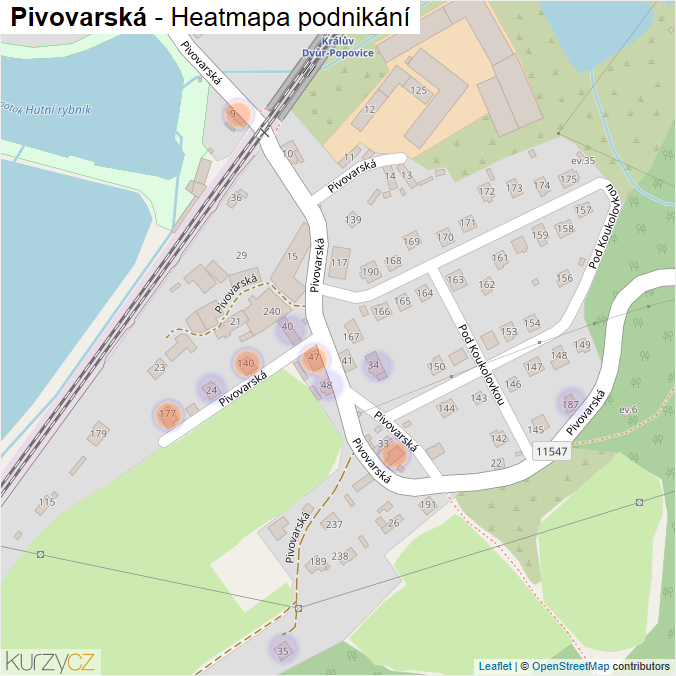 Mapa Pivovarská - Firmy v ulici.