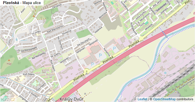 Plzeňská - mapa ulice